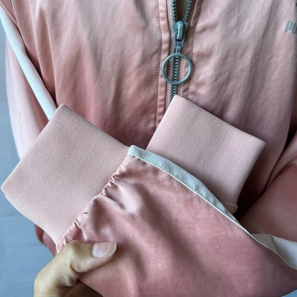 PUMA Pink and White Satin Bomber Jacket Size Small - Picture 5 of 11